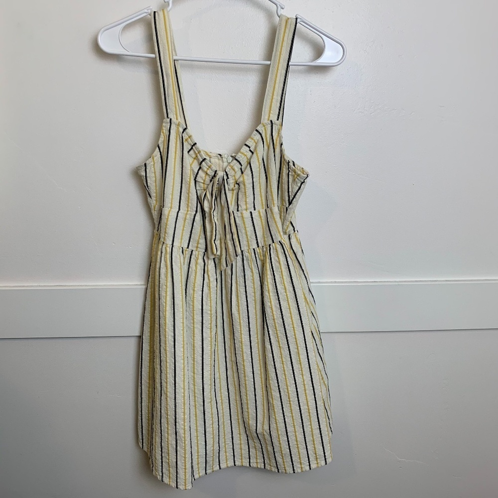 Flying Tomato Yellow & Black Striped Tie Front Mini Dress